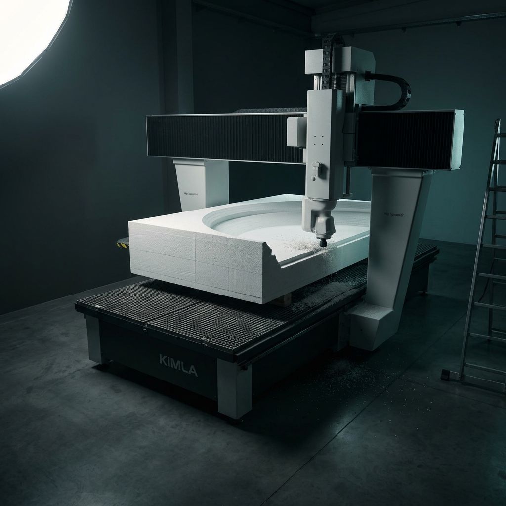 Large part-machined mould blank on the machine table